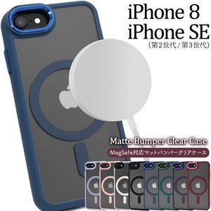 ＜スマホケース＞iPhone SE(第2世代・第3世代）/8用MagSafe対応マットバンパークリアケース
