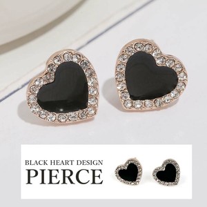 Pierced Earrings Resin Post Pink black Rhinestone Ladies Simple