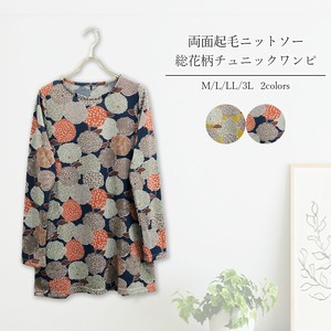 Tunic Brushing Fabric Flowers L One-piece Dress M Japanese Pattern