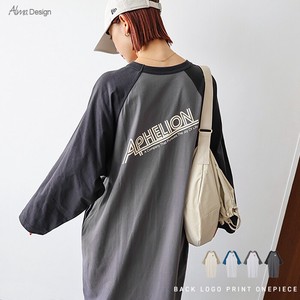 Casual Dress Color Palette Long Sleeves T-Shirt Raglan Printed One-piece Dress