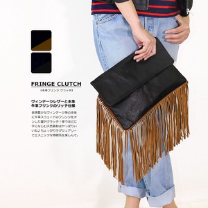 Clutch Bag Fringe Leather Genuine Leather