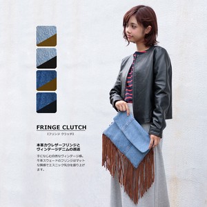 Clutch Bag Fringe Genuine Leather
