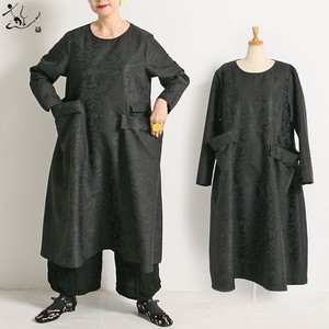 Casual Dress Jacquard Satin black One-piece Dress