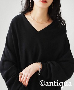 Antiqua Sweater/Knitwear Knitted Plain Color Long Sleeves Wide Cotton Ladies