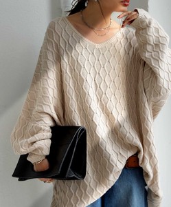 Antiqua Sweater/Knitwear Dolman Sleeve Knitted Long Sleeves Aran Pattern Ladies'