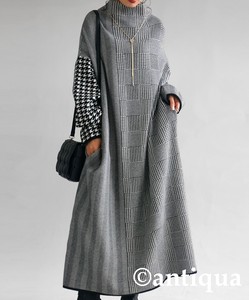 Antiqua Casual Dress Long Sleeves Long Knit Dress One-piece Dress Ladies' Autumn/Winter
