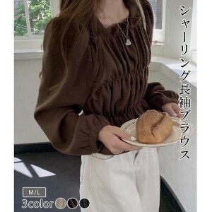 Button Shirt/Blouse Ruffle Long Sleeves Gathered Blouse Ladies' 【2024NEW】