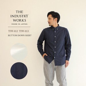 Button Shirt Plain Color Long Sleeves Men's Made in Japan