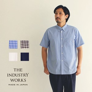 Button Shirt Plain Color Buttons Men's Short-Sleeve Made in Japan
