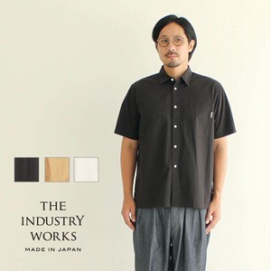Button Shirt Plain Color Cotton Linen Men's Short-Sleeve Made in Japan