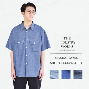 Button Shirt Design Plain Color Cotton Men's Short-Sleeve