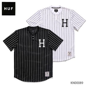 ハフ【HUF】BRONX HNLEY ヘンリーネックシャツ ロゴ メンズ レディース 半袖 メッシュ ベースボールシャツ
