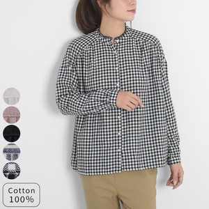 Button Shirt/Blouse Brushing Fabric Long Sleeves Ladies