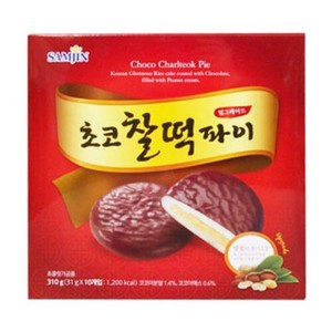 SAMJIN 餅チョコパイ（10個入り）310g ピーナッツクリーム チョコ餅パイ 韓国お菓子