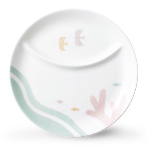 [NIKKO/LINTU] 仕切皿20cm 子供 自然 鳥 シンプル 食洗器対応 陶磁器 日本製