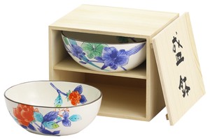 Mino ware Main Dish Bowl Gift Set Cloisonne Pottery Indigo