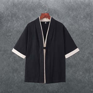 Cardigan Plain Color 3/4 Length Sleeve Cotton Linen Cardigan Sweater
