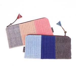 【人気商品】3カラーの手織りピンタックのポーチ
