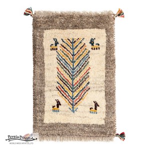 ギャッベ　ペルシャ　イラン　オーガニックウール　絨毯　ラグ　玄関マットS　41×59cm　M2548_BE