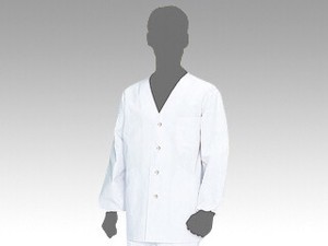 調理衣 1ｰ611 男子白衣(襟なし･長袖ゴム入)M ニワ