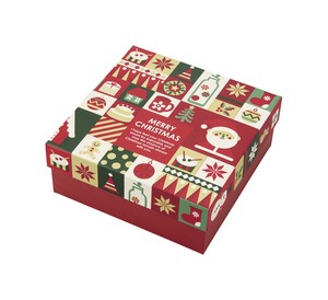 クリスマスパターンスクエアーボックス　ギフト詰め合わせ  お菓子箱 焼き菓子 雑貨 アクセサリー
