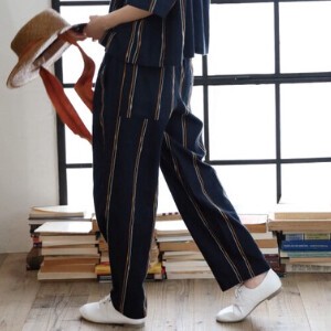 Full-Length Pant Stripe Unisex Embroidered