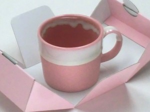 CaKe Mug マグ　ピンク　【日本製　美濃焼】（陶器　磁器　ケーキ　マグカップ クリスマス）