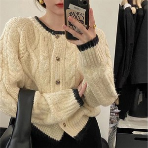 Cardigan Knitted Plain Color Long Sleeves Cardigan Sweater Ladies'