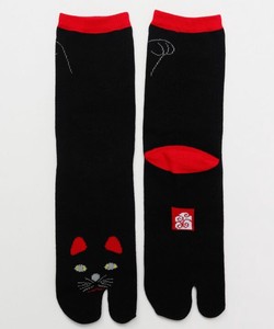 【日本製】【カヤ】足袋型くつ下23〜25cm 福猫 黒 ○3D展 足袋靴下