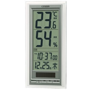 CITIZEN 高精度温度湿度計 デジタル ライフナビD204A 置き掛け兼用 ソーラー 補助電源