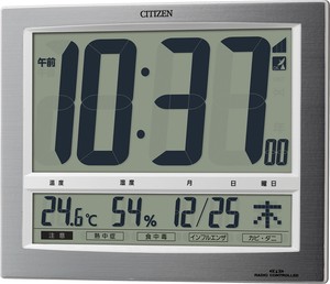 CITIZEN 電波 見やすい 大画面 掛け 置き 兼用 時計 温度 湿度 カレンダー 付