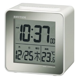 RHYTHM 目覚まし時計 電波 デジタル 小さい かわいい フィットウェーブD158 小型