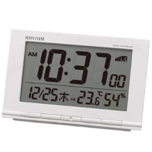 RHYTHM 目覚まし時計 電波 温度計･湿度計付き フィットウェーブD193