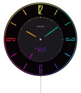 RHYTHM 掛け時計 置き時計 掛置き兼用 おしゃれ 光る LED カラー 365「Iroria A」