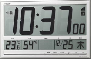 CITIZEN 電波 見やすい 大画面 掛け 置き  兼用 時計 高精度 温度 湿度 カレンダー