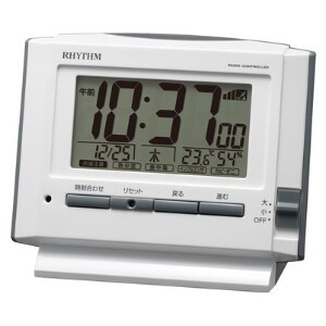RHYTHM 電波 目覚まし時計 電子音アラーム 温度 湿度 カレンダー ライト 付