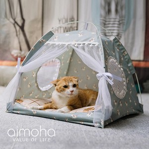 ペットベット ネコ 犬 ペットベッド おしゃれ テント型　グリーン