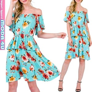 Casual Dress Floral Pattern Off-The-Shoulder One-piece Dress