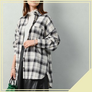 Button Shirt/Blouse Yarn-dyed Checked Pattern Oversized