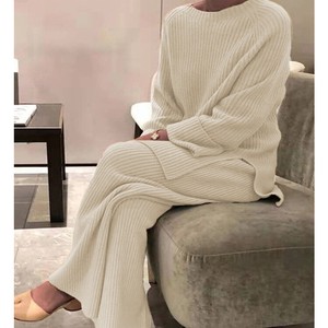 Pantsuit Knitted Plain Color Long Sleeves Ladies
