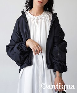 Antiqua Blouson Jacket Gathered Long Sleeves Outerwear Blouson Ladies' Autumn/Winter