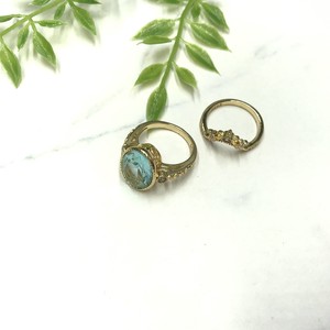 Silver-Based Pearl/Moon Stone Ring Bijoux Rings Rhinestone Set of 2