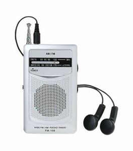 FM-108 ワイドFM機能搭載 AM・FMポケットラジオ （スピーカー付）  08102