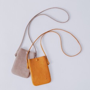 Small Crossbody Bag Cattle Leather Neck Pouch Made in Japan
