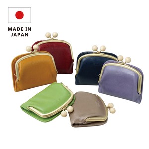 【日本製】本革 ウッドボールがま口 二つ折り財布 / Folna