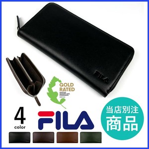 Long Wallet Round Fastener FILA Genuine Leather 4-colors