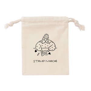 オリジナルコットン巾着バッグ 小サイズ スタンプマルシェ 日本製 はんこ