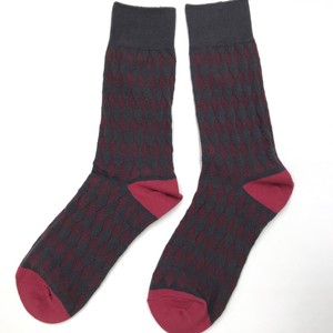 Crew Socks Red Diamond-Patterned Socks Ladies
