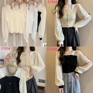 Button Shirt/Blouse Ribbed Knit