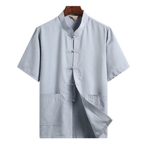 Button Shirt/Blouse Plain Color Cotton Linen Short-Sleeve